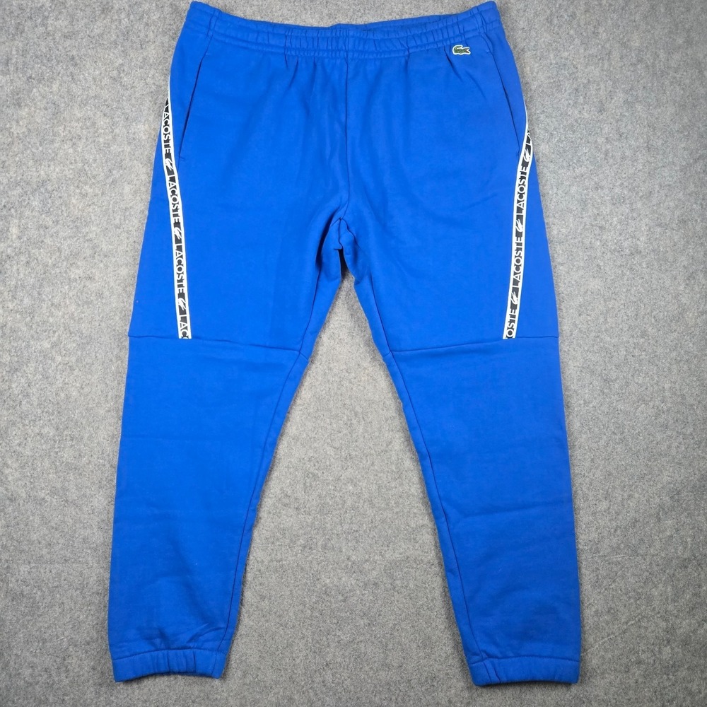Lacoste Sweatpants Mens 2XL - 7 Printed Bands Joggers Tapered Fit Fleece $110